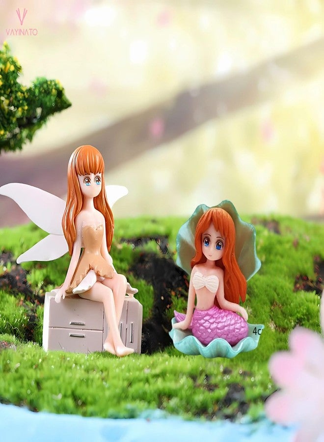 VAYINATO® (Pack of 2 (1-Fairy Mermaid & 1-Mermaid) Miniature Cute Resin Toys for Aquarium Fish Tank Decoration, Desk, Terrarium, Cake and Indoor DIY Decorations - Image 2